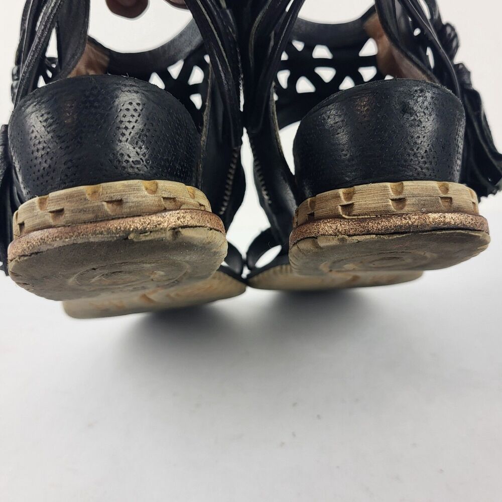 A.S. 98 Petrona Womens Black Distressed Tassel Boho Sandal - Picture 9 of 16